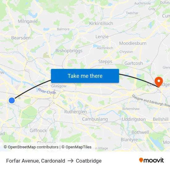 Forfar Avenue, Cardonald to Coatbridge map