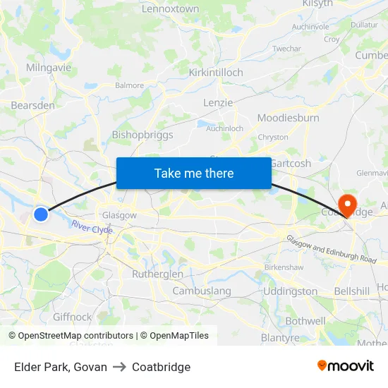 Elder Park, Govan to Coatbridge map