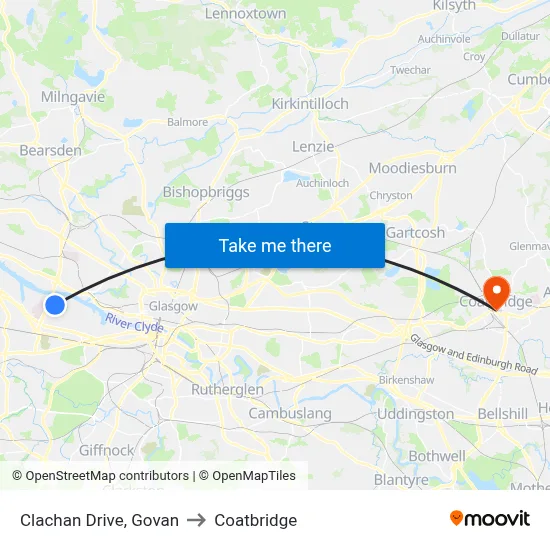 Clachan Drive, Govan to Coatbridge map