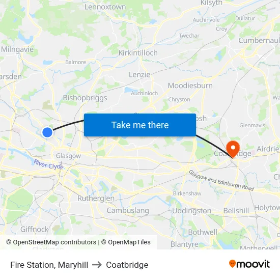 Fire Station, Maryhill to Coatbridge map