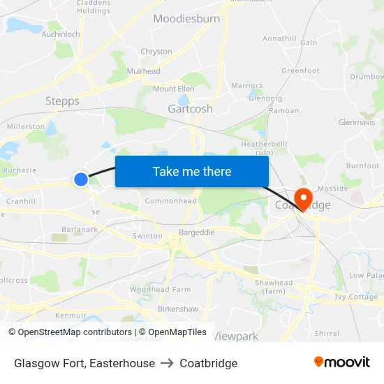 Glasgow Fort, Easterhouse to Coatbridge map