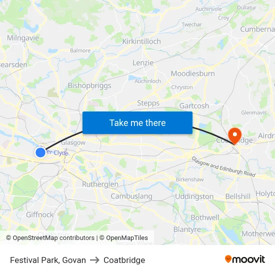Festival Park, Govan to Coatbridge map