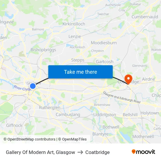 Gallery Of Modern Art, Glasgow to Coatbridge map