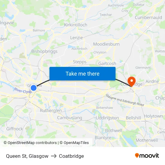 Queen St, Glasgow to Coatbridge map