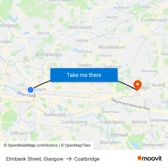 Elmbank Street, Glasgow to Coatbridge map