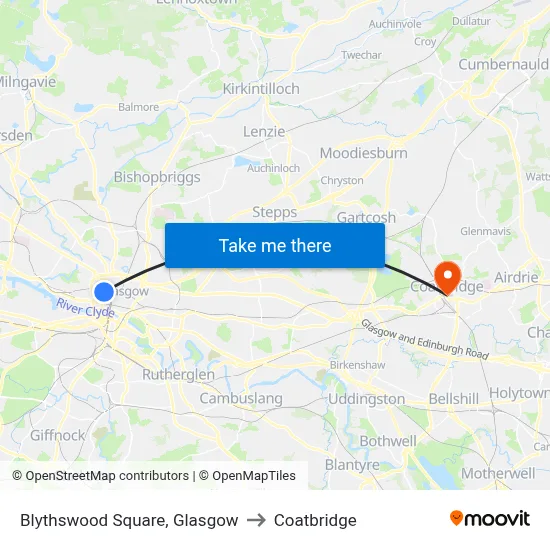 Blythswood Square, Glasgow to Coatbridge map