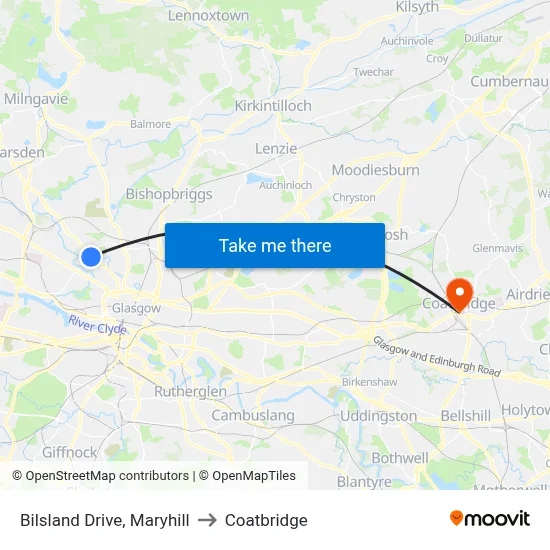 Bilsland Drive, Maryhill to Coatbridge map