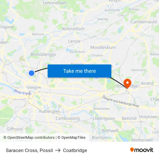 Saracen Cross, Possil to Coatbridge map