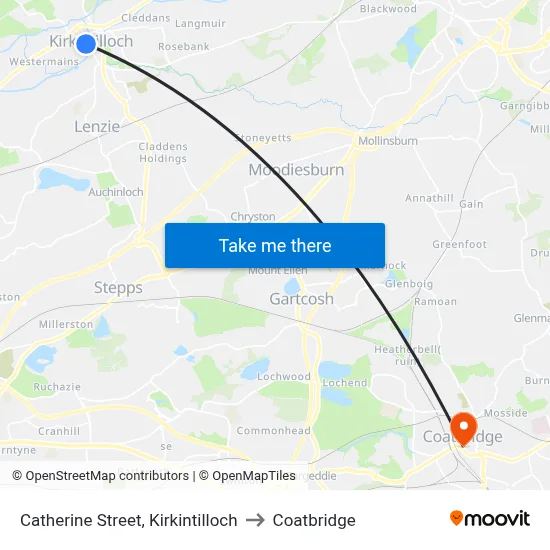 Catherine Street, Kirkintilloch to Coatbridge map
