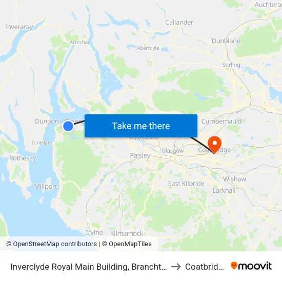 Inverclyde Royal Main Building, Branchton to Coatbridge map