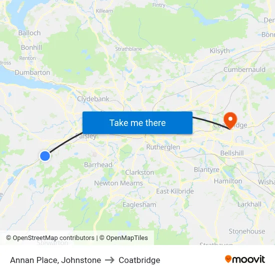Annan Place, Johnstone to Coatbridge map