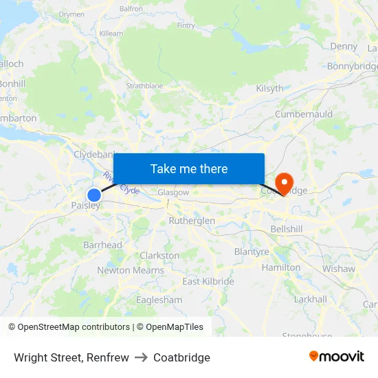 Wright Street, Renfrew to Coatbridge map