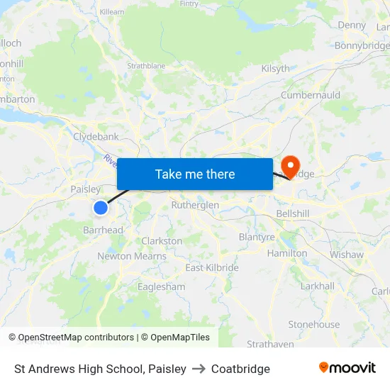 St Andrews High School, Paisley to Coatbridge map