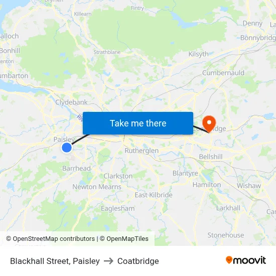 Blackhall Street, Paisley to Coatbridge map
