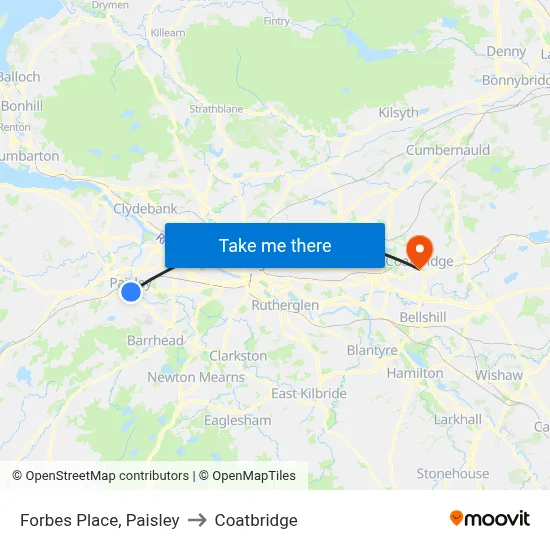 Forbes Place, Paisley to Coatbridge map