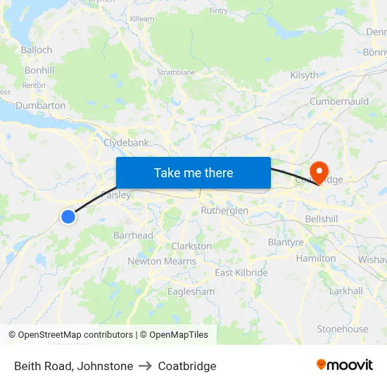 Beith Road, Johnstone to Coatbridge map
