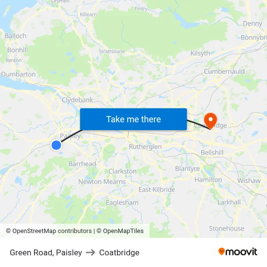 Green Road, Paisley to Coatbridge map
