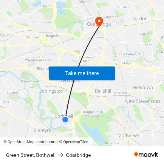 Green Street, Bothwell to Coatbridge map