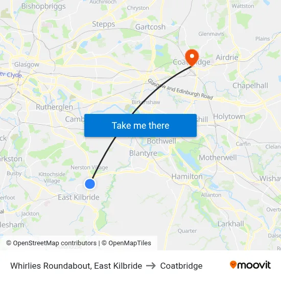 Whirlies Roundabout, East Kilbride to Coatbridge map