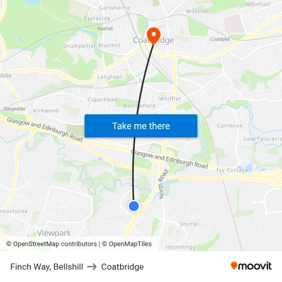 Finch Way, Bellshill to Coatbridge map