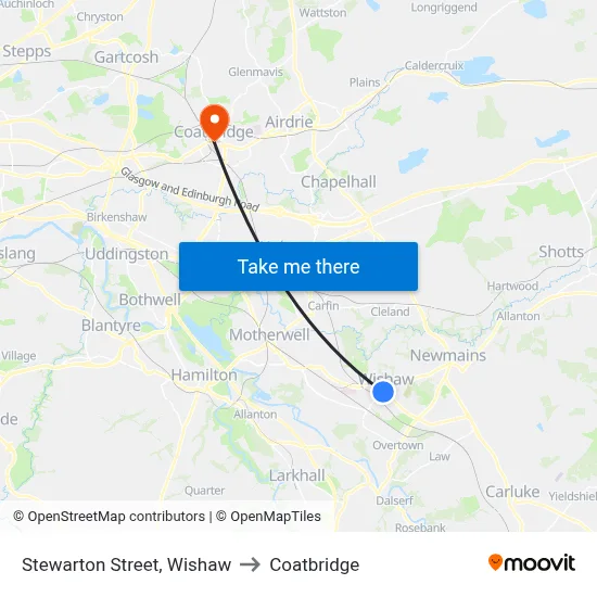 Stewarton Street, Wishaw to Coatbridge map