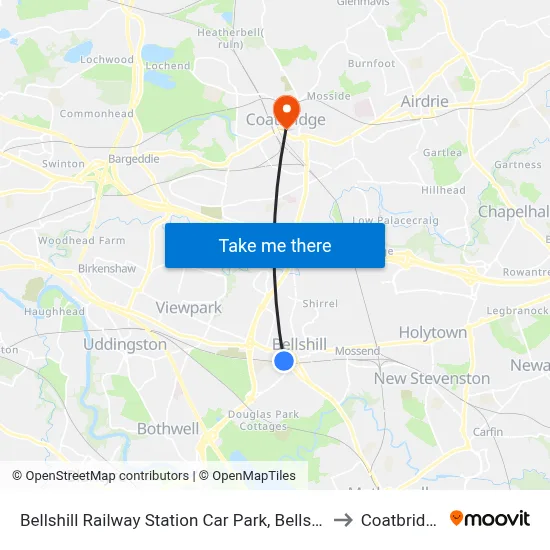 Bellshill Railway Station Car Park, Bellshill to Coatbridge map