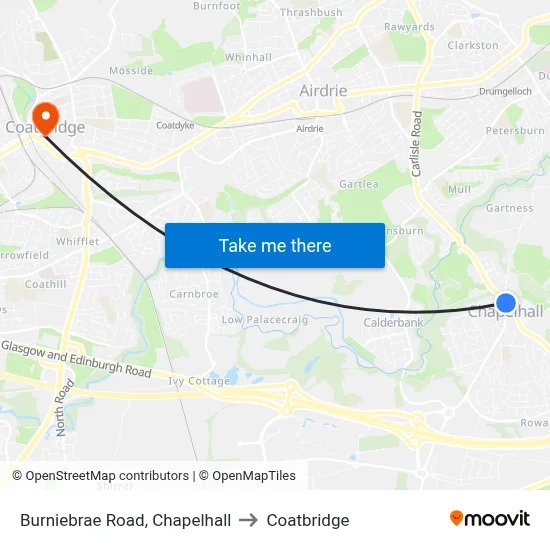 Burniebrae Road, Chapelhall to Coatbridge map