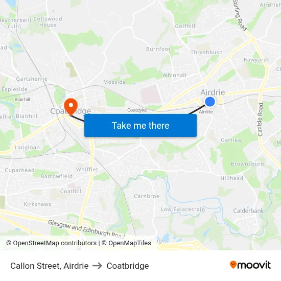 Callon Street, Airdrie to Coatbridge map