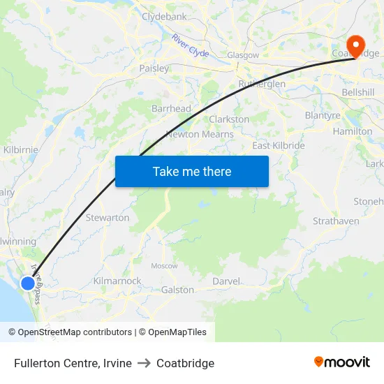 Fullerton Centre, Irvine to Coatbridge map