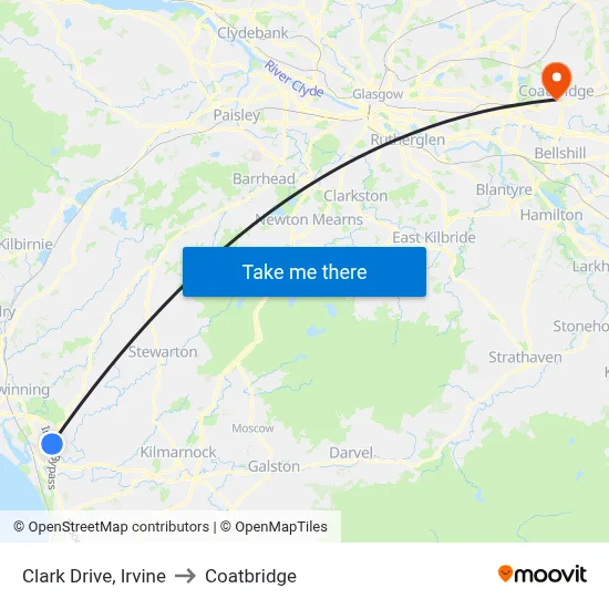 Clark Drive, Irvine to Coatbridge map