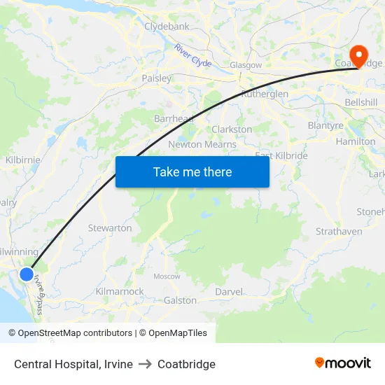 Central Hospital, Irvine to Coatbridge map