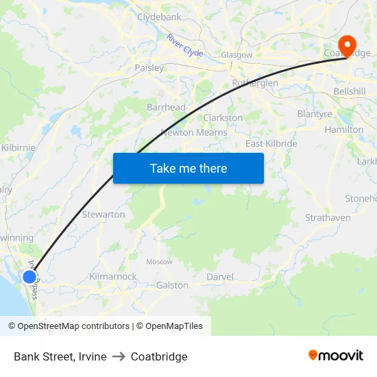 Bank Street, Irvine to Coatbridge map