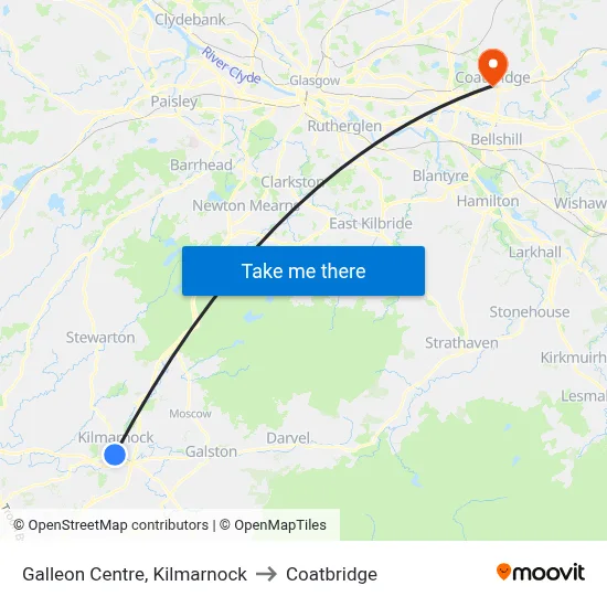 Galleon Centre, Kilmarnock to Coatbridge map