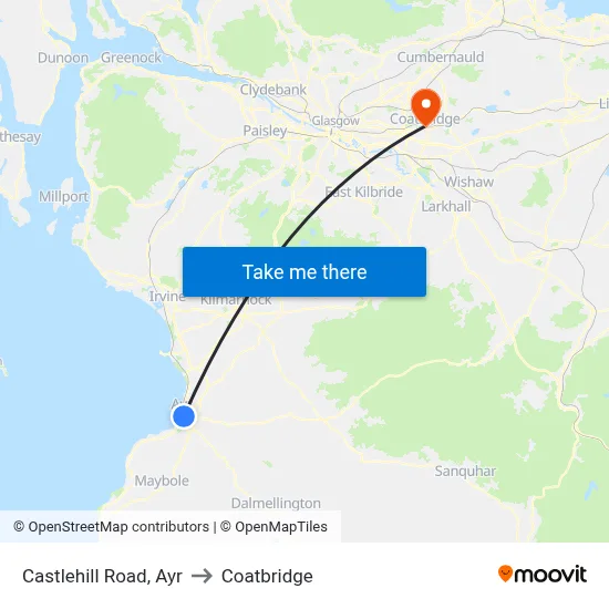 Castlehill Road, Ayr to Coatbridge map