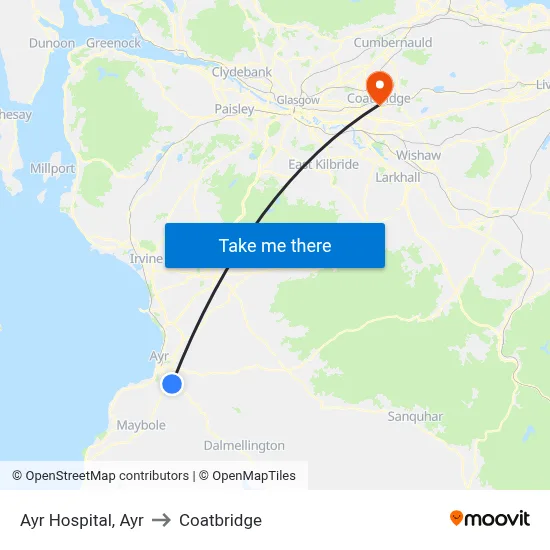 Ayr Hospital, Ayr to Coatbridge map