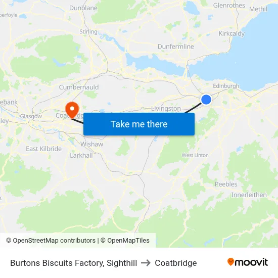 Burtons Biscuits Factory, Sighthill to Coatbridge map