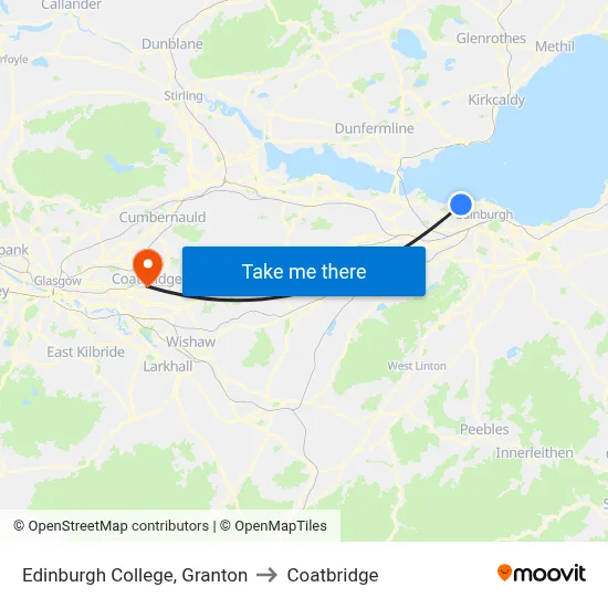 Edinburgh College, Granton to Coatbridge map