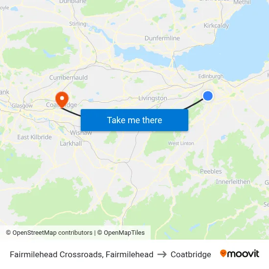 Fairmilehead Crossroads, Fairmilehead to Coatbridge map