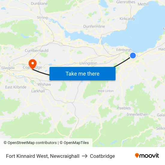 Fort Kinnaird West, Newcraighall to Coatbridge map