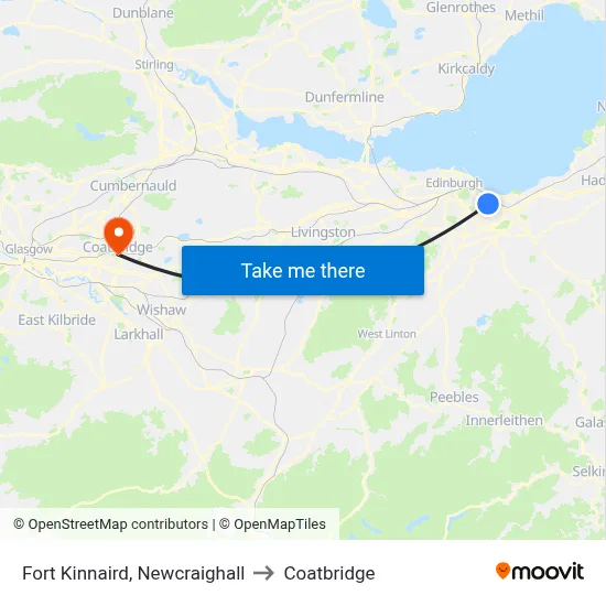 Fort Kinnaird, Newcraighall to Coatbridge map