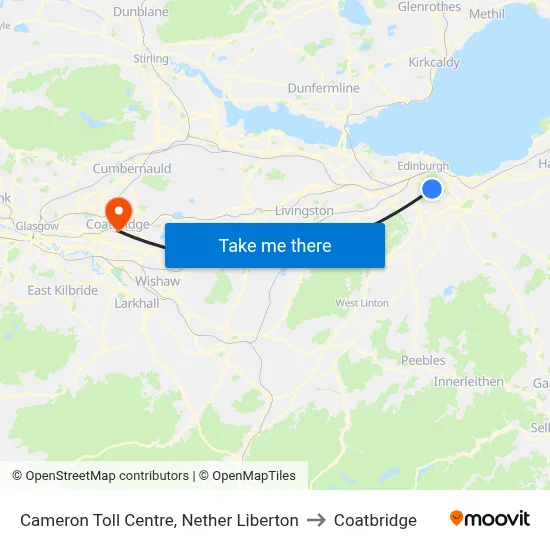 Cameron Toll Centre, Nether Liberton to Coatbridge map