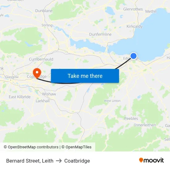 Bernard Street, Leith to Coatbridge map