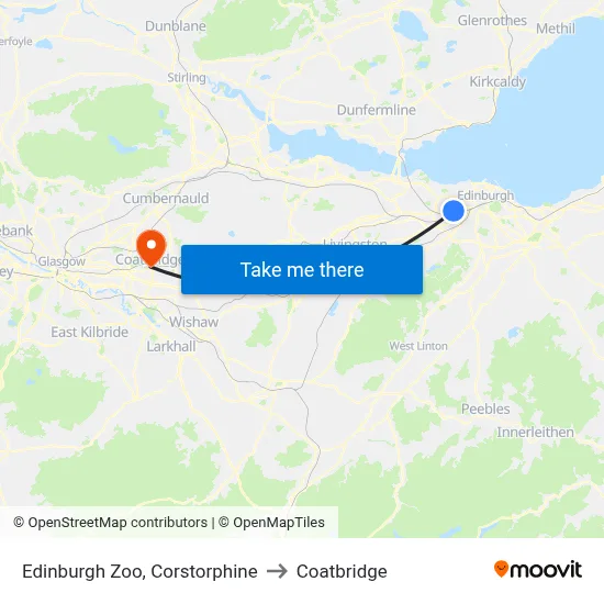 Edinburgh Zoo, Corstorphine to Coatbridge map