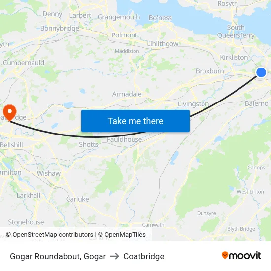 Gogar Roundabout, Gogar to Coatbridge map