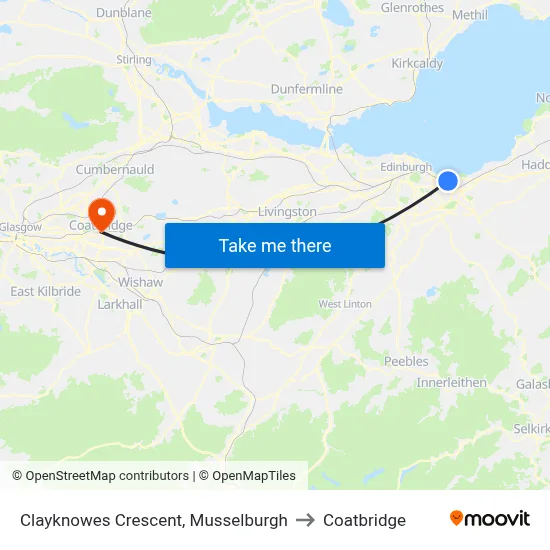 Clayknowes Crescent, Musselburgh to Coatbridge map
