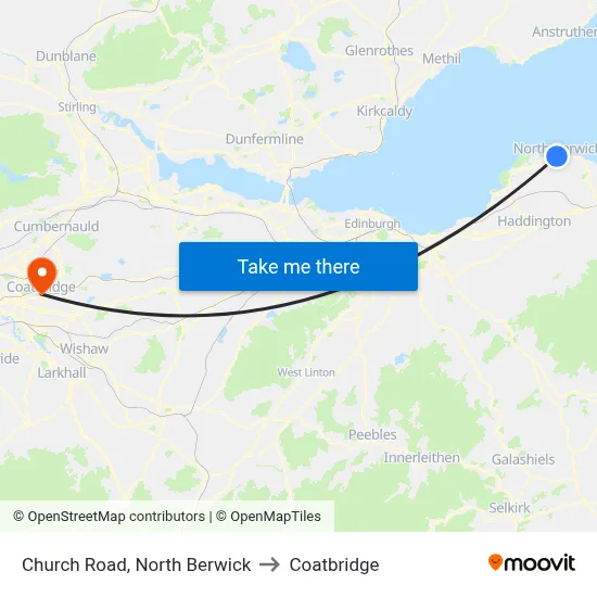 Church Road, North Berwick to Coatbridge map