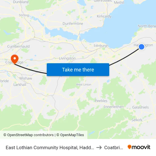 East Lothian Community Hospital, Haddington to Coatbridge map