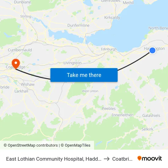 East Lothian Community Hospital, Haddington to Coatbridge map