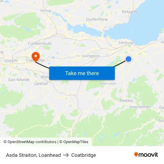 Asda Straiton, Loanhead to Coatbridge map