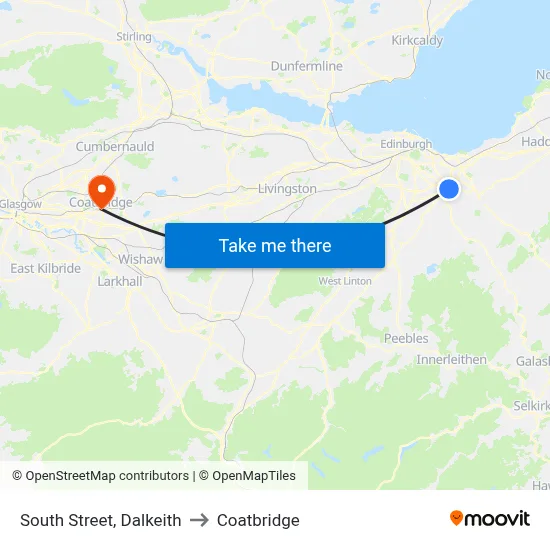 South Street, Dalkeith to Coatbridge map